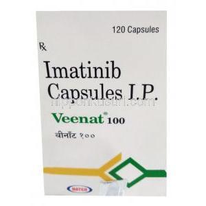 ビーナット,メシル酸イマチニブ 100 mg,120カプセル, 製造元：Natco Pharma, 箱表面