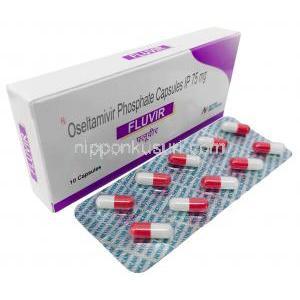 フルビル, リン酸オセルタミビル 75 mg, カプセル, 製造元：Hetero Drugs, 箱, シート