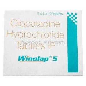 ウィノラップ 5, オロパタジン 5mg, 製造元：Sun Pharma, 箱表面