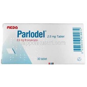 パーロデル, ブロモクリプチン2.5 mg, 製造元：Abdi Ibrahim, 箱表面