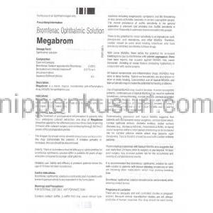 ブロムフェナク （ブロナック ジェネリック）, メガブロム Megabrom  0.1% 点眼薬 (Sun Pharma) 情報シート1