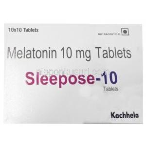 スリーポーズ, メラトニン 10 mg, 製造元：Kachhela Medex, 箱表面