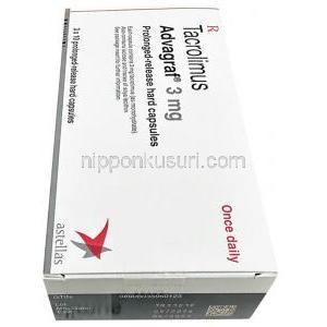 アドバグラフ, タクロリムス 3 mg, 製造元：Astellas, 箱情報, 製造日, 消費期限