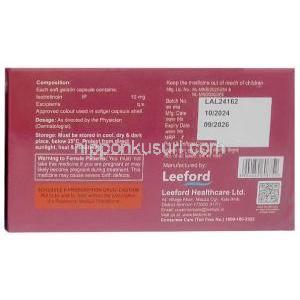アクネトイン 10, イソトレチノイン 10 mg,製造元：Leeford healthcare,箱情報, 製造日, 消費期限