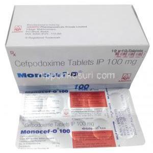 モノセフ O, セフポドキシムプロキセチル 100 mg, 製造元：Aristo Pharmaceuticals, 箱上面, シート情報