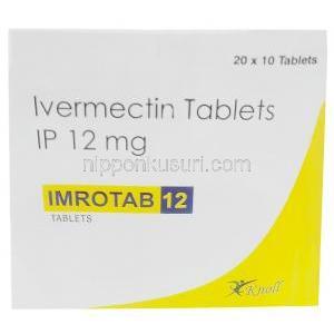 イムロタブ, イベルメクチン 12mg, 製造元：Knoll Healthcare Pvt Ltd, 箱表面