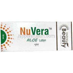 ヌーベラ アロエ ローション, アロエベラ 10% ww, ローション 50 mL,製造元：Entod Pharmaceuticals Ltd, 箱表面