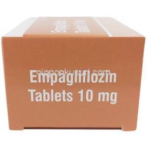 エンパグリフロジン (Sava社製), エンパグリフロジン 10 mg, 製造元：SAVA Healthcare Limited, 箱側面