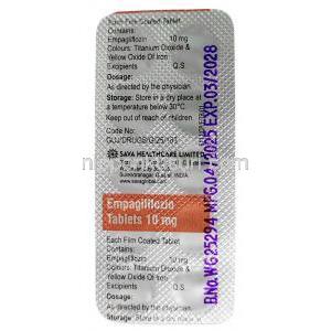 エンパグリフロジン (Sava社製), エンパグリフロジン 10 mg, 製造元：SAVA Healthcare Limited, シート情報