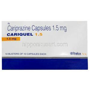 カリクエル, カリプラジン 1.5 mg, 製造元：Torrent Pharmaceuticals Ltd, 箱表面