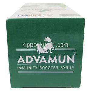 アドバマン免疫ブースターシロップ, シロップ（ペット用） 200 mL, 製造元：SAVA Healthcare,箱上面