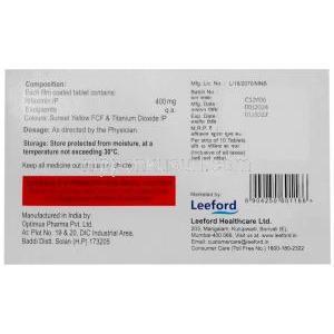 リキシガット, リファキシミン 400 mg, 製造元：Leeford healthcare, 箱情報