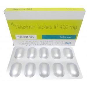 リキシガット, リファキシミン 400 mg, 製造元：Leeford healthcare, 箱, シート