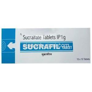 スクラフィル, スクラルファート 1g, 10錠, 製造元：Fourrts India,箱表面