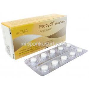 プロピシル, プロピルチオウラシル 50 mg, 製造元：Recordati, 箱,シート