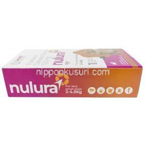 ヌルラ, 112.5 mg 超小型犬用 (4.5-10kg) 1 チュアブル錠,製造元:SAVA Healthcare Limited, 箱側面