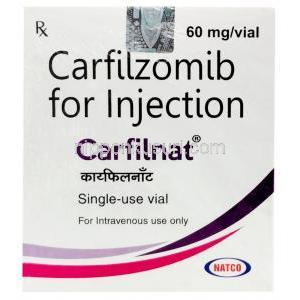カフィルナット注射, カルフィルゾミブ 60 mg  注射バイアル 1本, 製造元：Natco Pharma, 箱表面