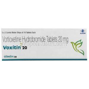 ボクシチン 20, ボルチオキセチン 20 mg, 製造元：Alkem Laboratories Ltd, 箱表面