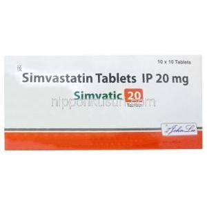 シンバティック 20, シンバスタチン 20 mg, 製造元：Johnlee Pharmaceuticals, 箱表面