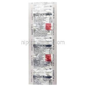 ボベラン SR,  ジクロフェナク  75 mg, 製造元：ノバルティスインド, シート情報, 成分, 注意事項