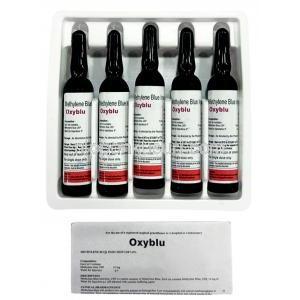 オキシーブルー,メチレンブルー注射, １ｍLあたり10 mg,製造元：Oscar, アンプル5本, 商品説明書