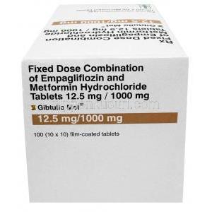 ギブトリオ メット, エンパグリフロジン 12.5mg/ メトホルミン 1000mg, 60 錠, 製造元：,Lupin Ltd, 箱上面