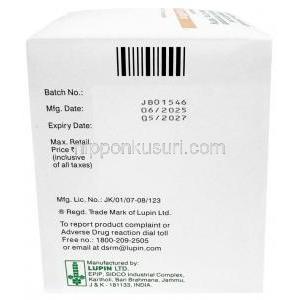 ギブトリオ メット, エンパグリフロジン 12.5mg/ メトホルミン 1000mg, 60 錠, 製造元：,Lupin Ltd, 箱情報, 製造日, 消費期限