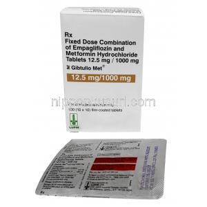 ギブトリオ メット, エンパグリフロジン 12.5mg/ メトホルミン 1000mg, 60 錠, 製造元：,Lupin Ltd, 箱, シート情報