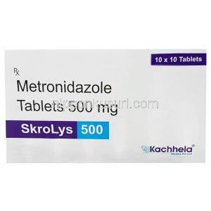 スクロリス 500, メトロニダゾール 500 mg,製造元： Kachheld Medex, 箱表面