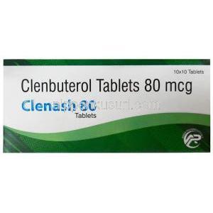 クレナッシュ 80, クレンブテロール 80 mcg, 製造元：Asher Pharmaceuticals, 箱表面