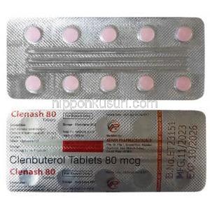 クレナッシュ 80, クレンブテロール 80 mcg, 製造元：Asher Pharmaceuticals, シート表面, シート情報