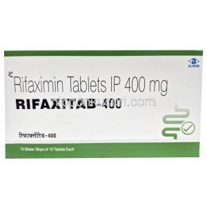 リファキシタブ 400, リファキシミン 400 mg, 製造元：Alkem Laboratories Ltd, 箱表面