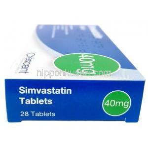クレッセントファーマ製シンバスタチン,シンバスタチン 40mg, 製造元：Crescent Pharma, 箱側面