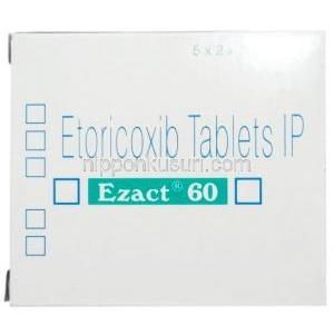 エザクト 60, エトリコキシブ 60 mg, 製造元：Sun Pharmaceutical Industries Ltd, 箱表面