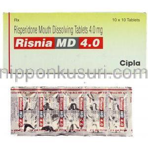 リスニア MD Risnia MD, リスパダール ジェネリック, リスペリドン 4mg 錠 (Cipla)