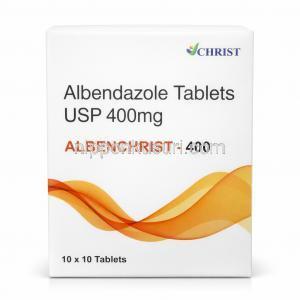 アルベンクリスト-400, アルベンダゾール 400 mg, 製造元LChrist Business Hub,箱表面