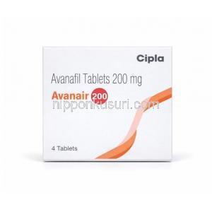 アヴァネア 200, アバナフィル 200mg, 製造元：Cipla, 箱表面