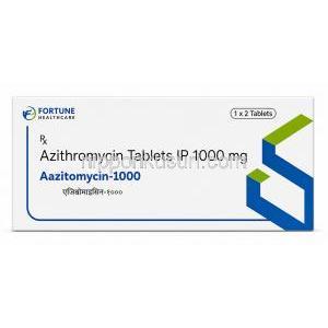 アシトマイシン-1000, アジスロマイシン 1000 mg, 製造元：Fortune Healthcare, 箱表面