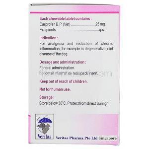 カプロフェン, カロディル Carodyl, 25mg チュワブル錠 (Pfizer) 成分