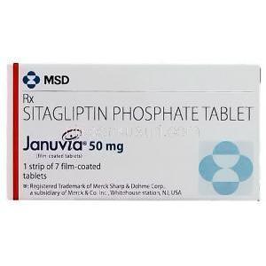ジャヌビア Januvia, シタグリプチンリン酸塩 50mg 錠 (MSD) 箱