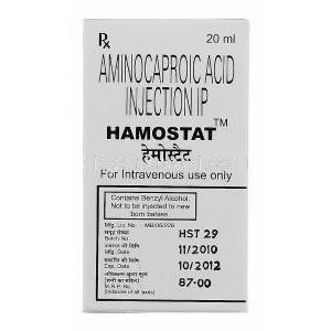 ハモスタット Hamostat, アミカ ジェネリック, アミノカプロン酸 250mg/ml 20ml  注射 (Samarth) 箱裏面