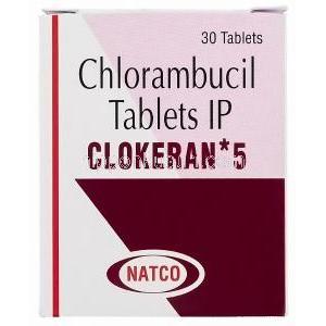 クロークラン 5 Clokeran 5, アムシル ジェネリック, クロラムプシル 5mg (NATCO) 箱