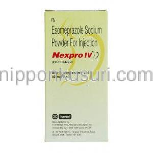 エソメプラゾール(ネキシウム ジェネリック), ネクスプロ Nexpro IV 40mg 注射 (Torrent) 箱