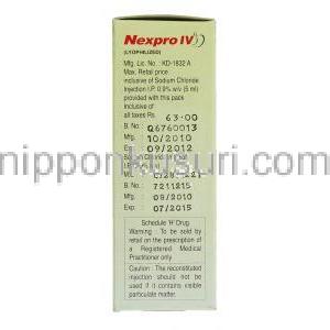 エソメプラゾール(ネキシウム ジェネリック), ネクスプロ Nexpro IV 40mg 注射 (Torrent) 注意書