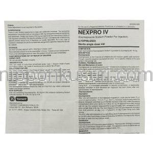エソメプラゾール(ネキシウム ジェネリック), ネクスプロ Nexpro IV 40mg 注射 (Torrent) 情報シート6