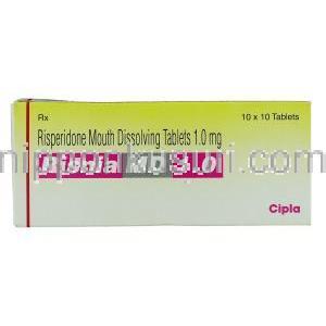 リスニア MD Risnia MD, リスパダール ジェネリック, リスペリドン 1mg 錠 (Cipla) 箱