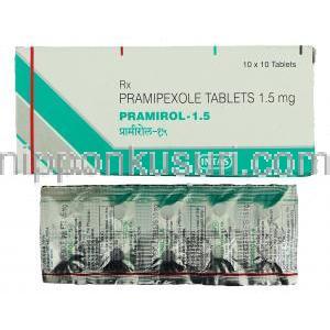 プラミロル Pramirol, ビ・シフロールジェネリック, プラミペキソール 1.5mg 錠 (Intas)