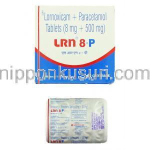 ロルノキシカム / アセトアミノフェン配合（ロルカムXP ジェネリック） LRN 8 P,  XP 錠 (Glenmark)