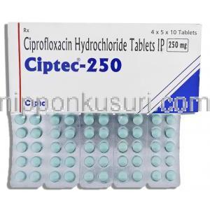 シプロフロキサシン（シプロキサン ジェネリック）, シプテック Ciptec 250mg 錠 (Cipla)