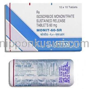 モニット Monit, イムデュール ジェネリック, イソソルビド5‐モノニトラート 60mg 錠 (Sun Pharma)